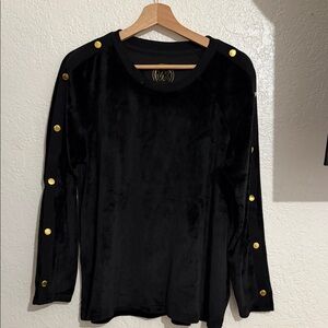 Michael Kors Black Velvet Long Sleeve with Gold Accents